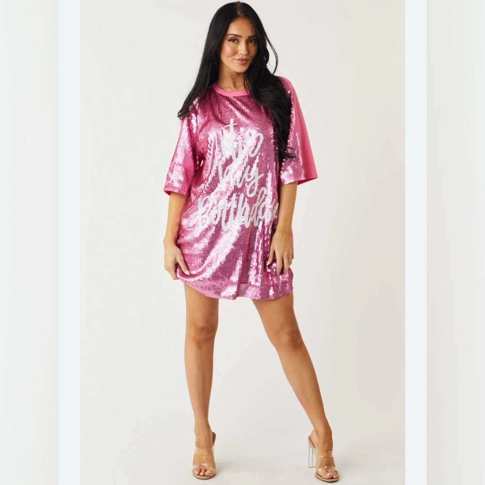 NWOT “IT’S MY BIRTHDAY” SEQUINS DRESS ONE SIZE - Picture 3 of 6